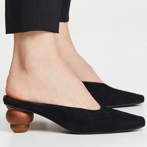 Jeffrey Campbell Cryptic Statement Heel Mule Black Suede